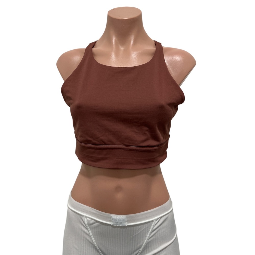 Lululemon SoulCycle Sports Bra Womens High Neck Brown Strappy Back Longline